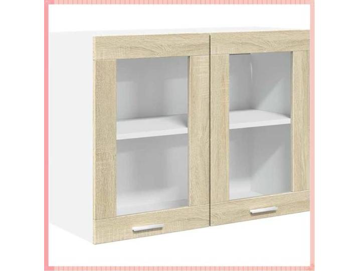 Vitrine suspendue '' Sonoma - Lyon - Intérieur - Durable - Bois d'ingénierie - Chêne - 80x31x60 cm