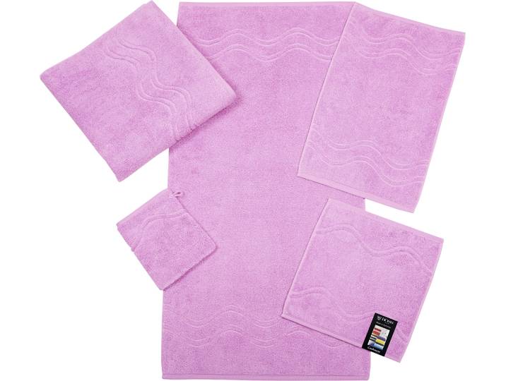 Waschhandschuh ROSS Cashmere feeling , lila (mauve), B:16cm L:22cm, Frottier, Baumwolle, Handtücher, Waschhandschuh, mit Wellen-Bordüre