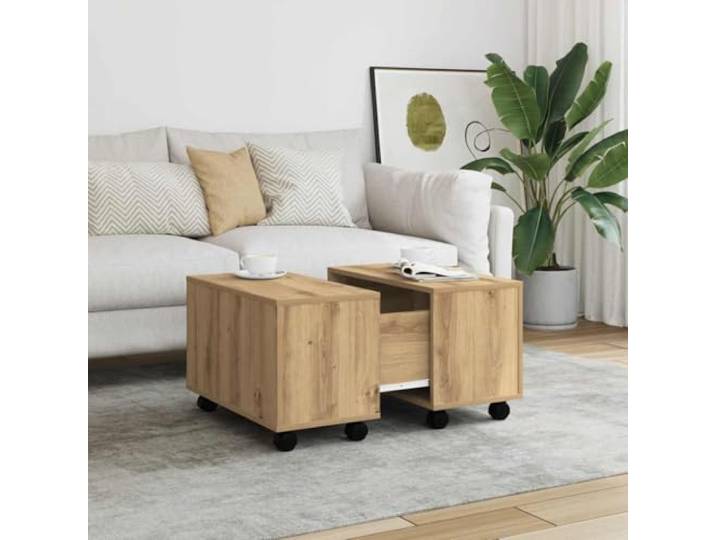 KTHLBRH Couchtisch Eiche Handwerk 60 x 60 x 38 cm Spanplatte Glatte Oberfläche, feuchtigkeitsbeständig, großer Stauraum, einfache Reinigung, maximale Belastung 60 kg