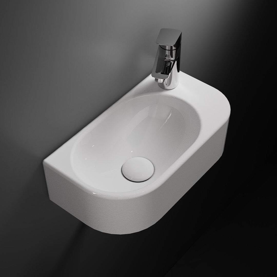 HOROW White Ceramic Cloakroom Basin 40 x 22 cm Small Space Saving Bathroom Sink white 22mm W