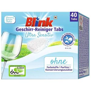 Blink Spülmaschinentabs Classic, Ultra Sensitiv, ohne Farb-, Duft- und Konservierungsstoffe, 40 Tabs