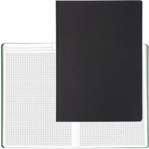 Geiger Notizbuch Tablet-Book, Karton Softcover, schwarz / grün, 48 Blatt / 96 Seiten, 90 g/m², kariert, A4