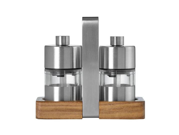 Salz-/Pfeffermühle ADHOC Menage Minimill 5 cm , braun (braun, silberfarben), H:5cm, Küchenmühlen, Salz-/Pfeffermühle