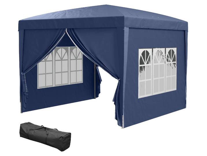 Outsunny Pavillon 2,95x2,95m Faltpavillon 4 Seitenwände mit Fenster Tragetasche