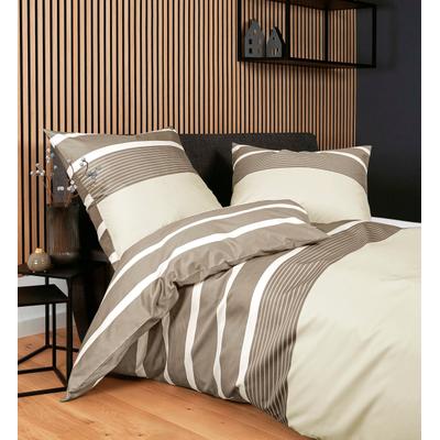 Bettwäsche JANINE "J. D.", beige (holunder), B/L: 200cm x 220cm, 1 Stk., 1 Stk., Mako-Satin, B/L: 80cm x 80cm & 80cm x 80cm, 3, Mako-Satin, Obermaterial: 100% Baumwolle, Bettwäsche, Bettwäsche, Bettwäsche im Streifen-Design in verschiedenen Qualitäten