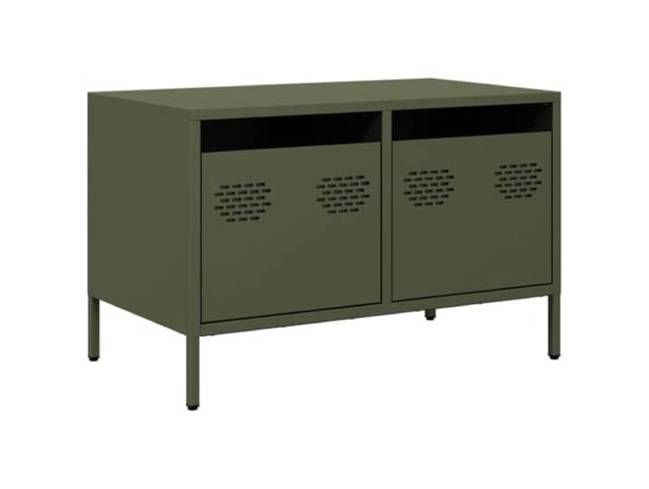 Kaorsrow TV-Schrank Olivgrün aus Stahl mit 2 Schubladen 68x39x43,5 cm Industrielles Lowboard aus Metall für Wohnzimmer und Schlafzimmer, verstellbare Füße sorgen für Stabilität.