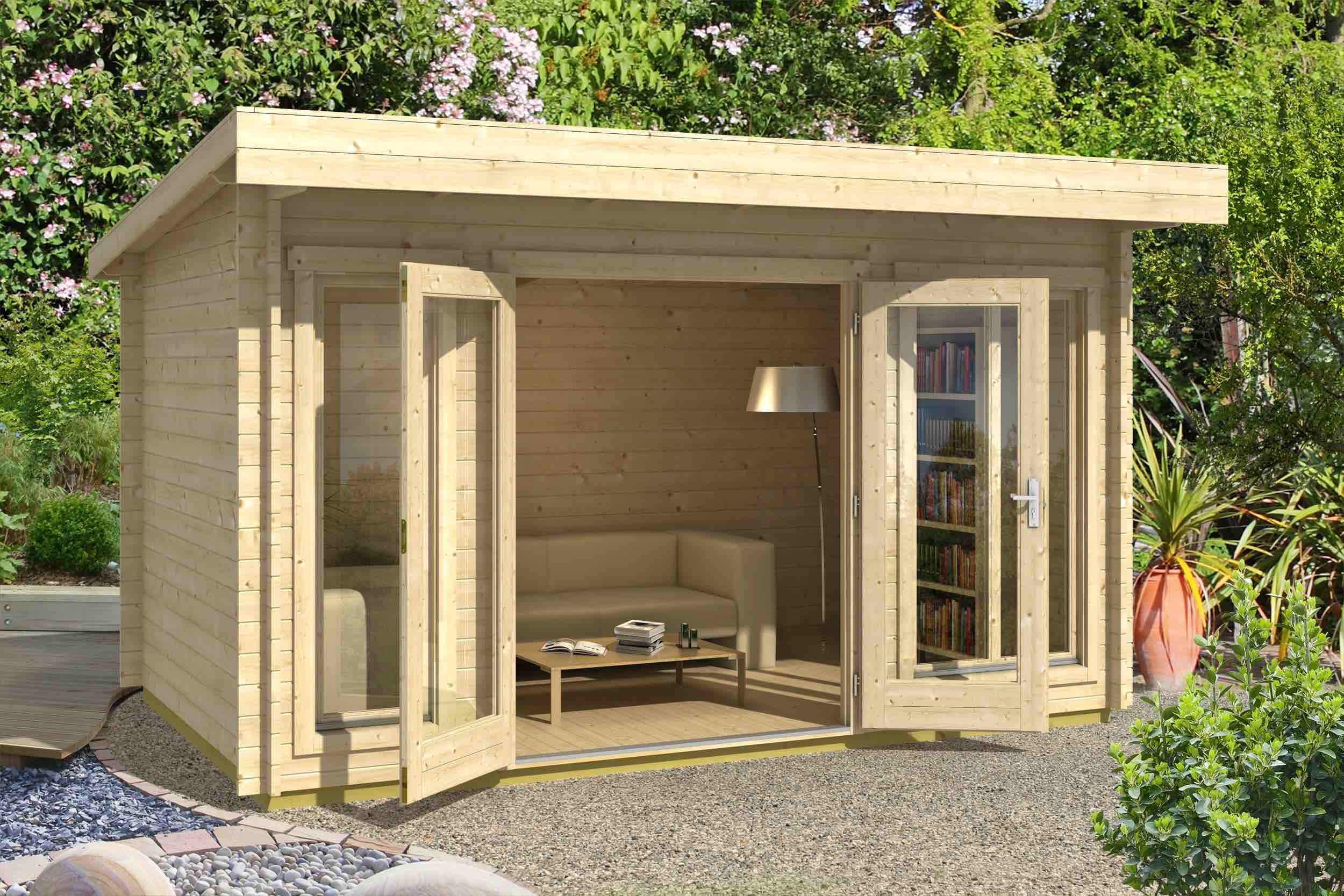 Lasita Maja Gartenhaus Dorset Gartenhaus aus Holz in Rot, Holzhaus mit 34 mm Wandstärke Blockbohlenhaus