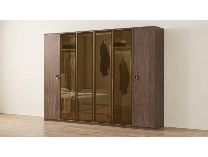 JVmoebel Kleiderschrank Schrank Bequem Stilvoll Braun Minimalistisch Geräumig Modern Glas Made in Europa