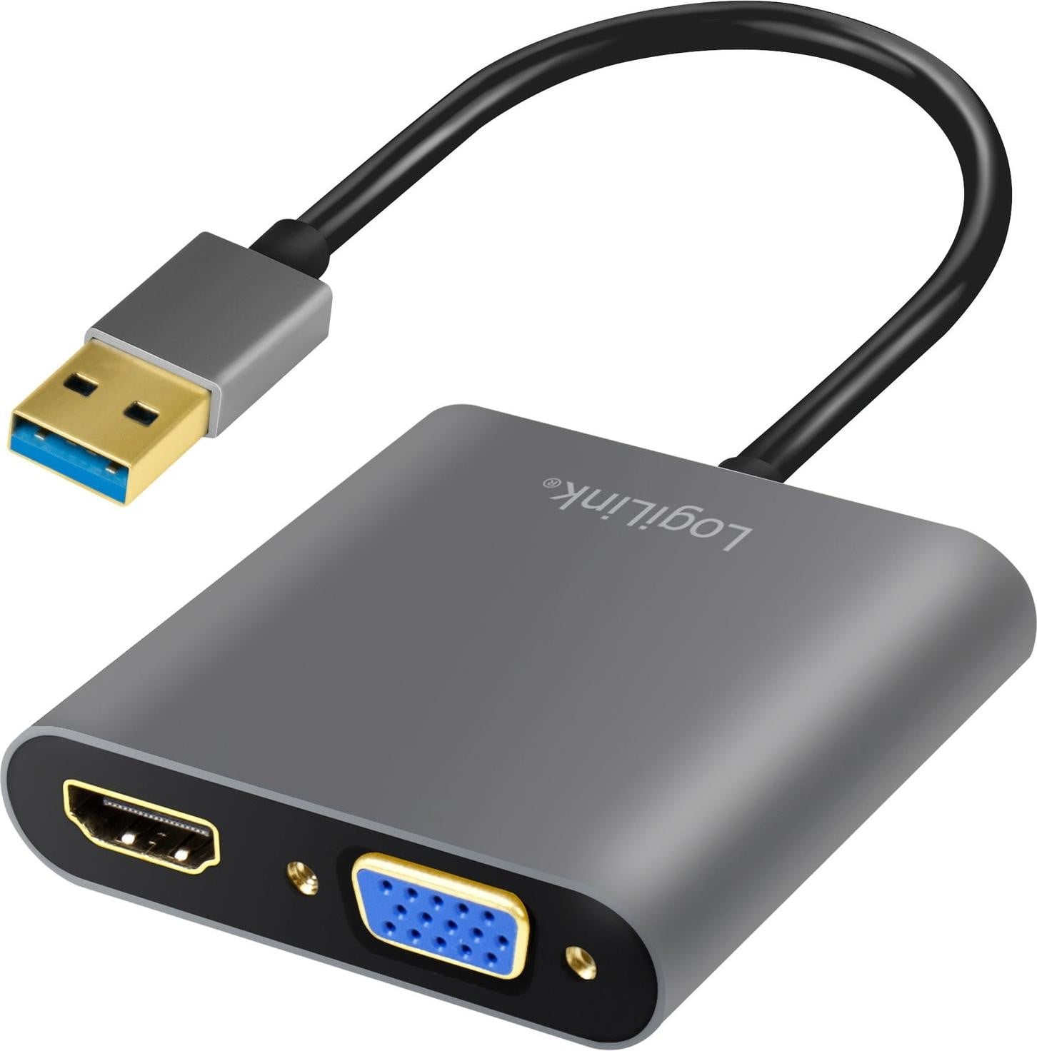 LogiLink USB 3.0 adapter naar VGA/HDMI, 1080p, zwart