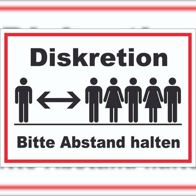 HB-Druck Diskretion Bitte Abstand halten Aufkleber Rücksichtnahme A7 (74x105mm)