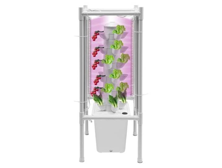Hydroponic System, 6 Schichten Hydroponic Tower, Aeroponic Tower mit 10L Großer Wassertank,Vertikal Hydroponik Turm mit 30 Pflanzlöcher, Anbauset Aeroponics Growing Kit für Kräuter, Obst und Gemüse
