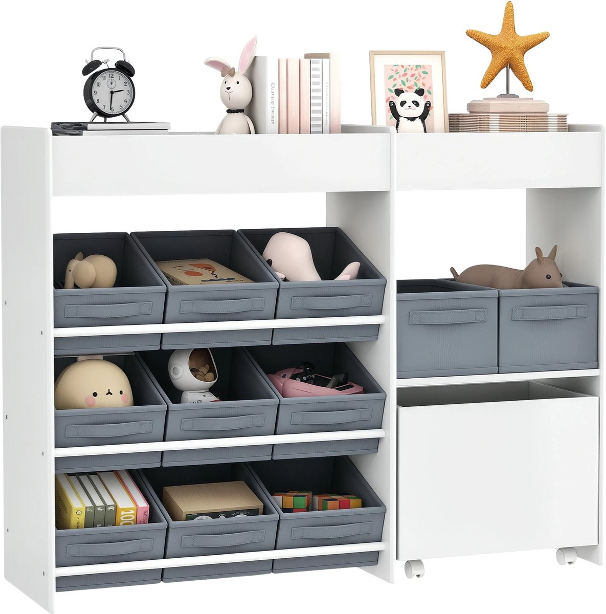 Kinder Boekenkast met 3 Compartimenten en Stickers – Wit