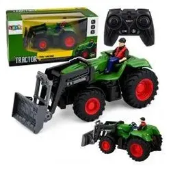 Lean Toys Traktor mit Bulldozer und Bauer, ferngesteuert, Massstab 1:24