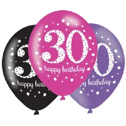30. Geburtstag 6 Luftballons pink schwarz