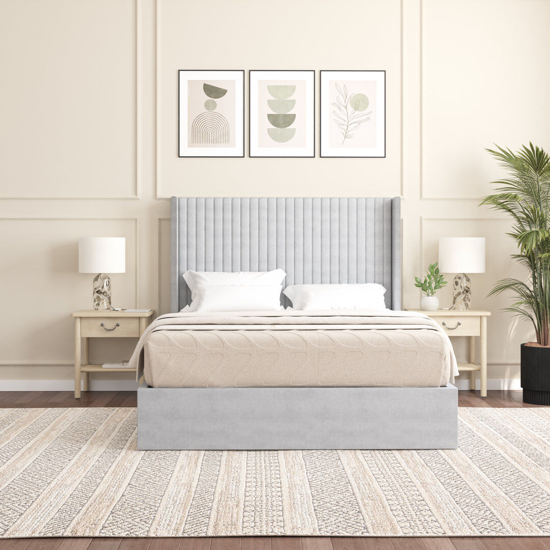 Canora Grey Barkat Upholstered Ottoman Storage Bed Light Silver Single (3')