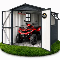 Albatros Premium Quad-Garage – verzinktes Metall in Anthrazit (RAL 7016)   201,4 × 328,6 × 190,9 cm   Quad-Unterstellplatz   wetterfest