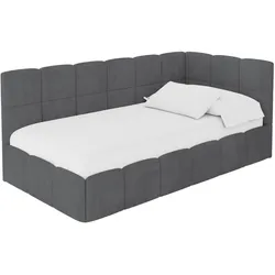 EINZELBETT Jugendbett mit Bettkasten Links, ohne Matratze - LIVY 90x200 Dunkelgrau