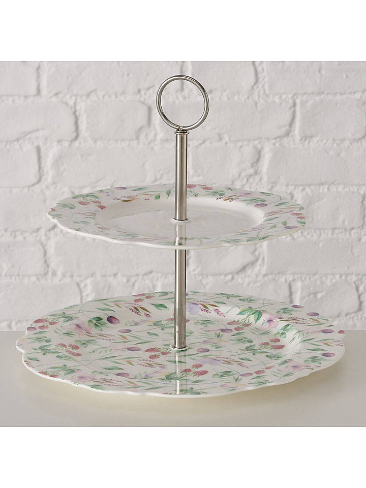 Boltze Etagere "Fantasy" in Weiß/ Grün/ Pink - (H)24 x Ø 27 cm - onesize