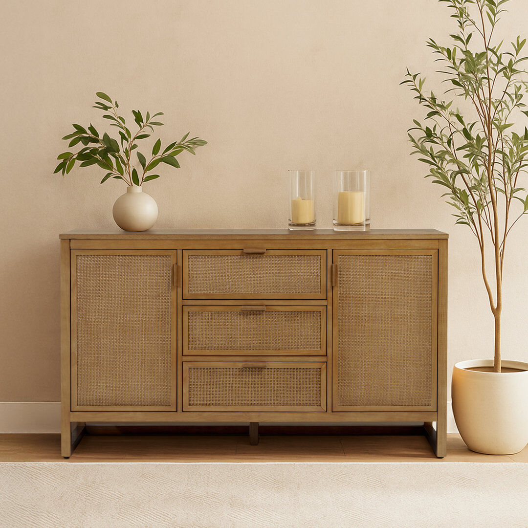 Teamson home 140cm Solid Wood Sideboard Natural 82cm H X 140cm W X 45cm D