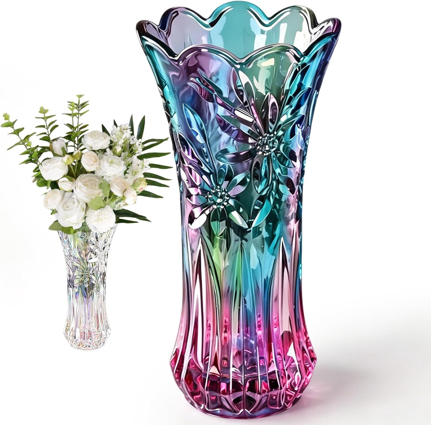 Elegante dikwandige glazen bloemenvaas van 24 cm