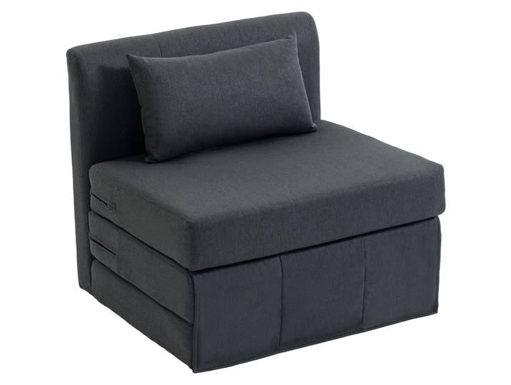 HOMCOM 2-in-1 slaapfauteuil opvouwbaar sofa-bed met linnenstructuur, gewatteerd logeerbed vouwstoel, Donkergrijs