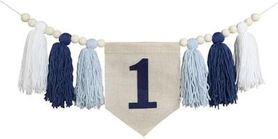 Uplifted Finds Boho 1st Birthday Botanical Banner Set   Linen Tassel Garland & Crown   Executive Nursery & Studio Decor blue Tassel
