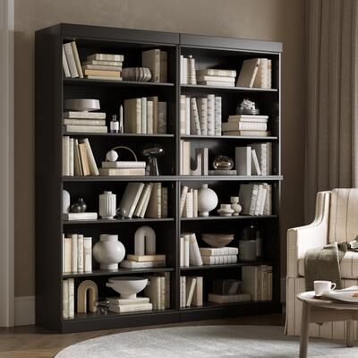 "Palace Imports Solid Wood Tall Open 12-Shelf Bookcase, 64"" W"