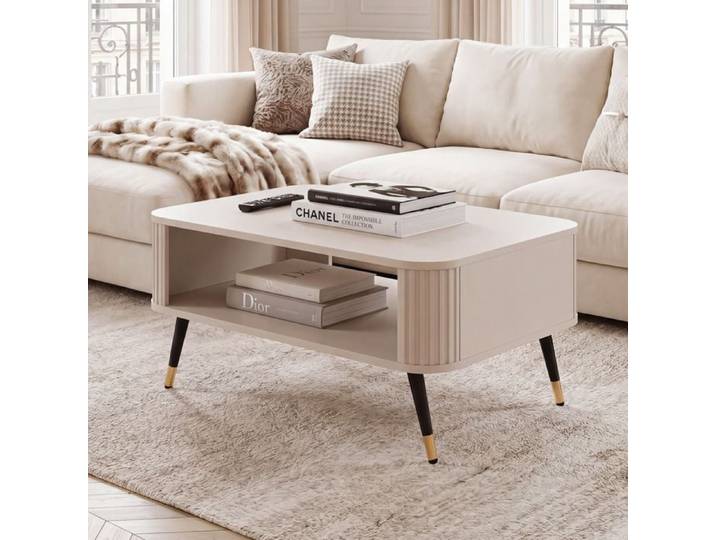 Table basse AURA - 80x60x42 cm - grande étagère - Moderne - Cachemire