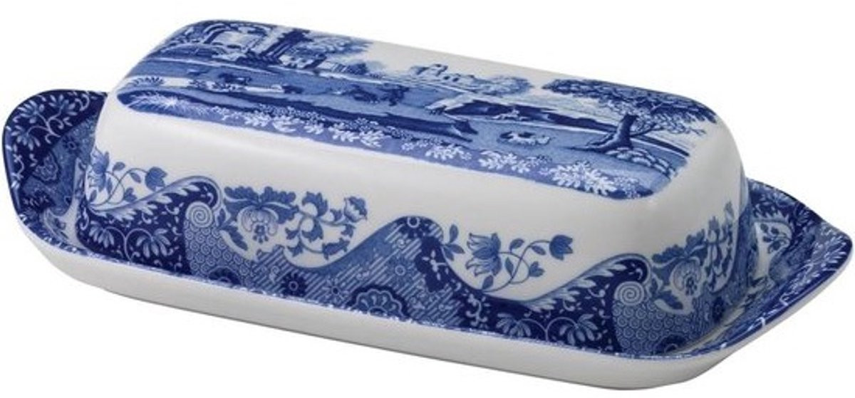 Italiaanse botervloot met deksel, blauw