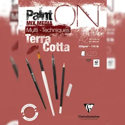 Clairefontaine PaintON Terracotta, Block A2, kopfseitig geleimt, 20 Blatt 250g, Mixed Media - 976155C