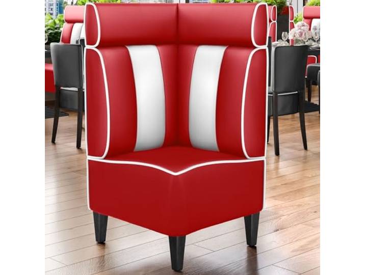 GGMMÖBEL American 1 Diner Eckbank B:H 64 x 128 cm Gestreift Rot Leder American Diner Möbel, American Dinerbank