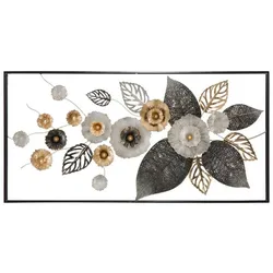 Mauro Ferretti Dekorative Wandplatte Frame Plus, 120 x 7 x 59 cm – Mehrfarbige Eisenplatte im glamourösen Stil, inspiriert von der Natur – 3D-Dekoration