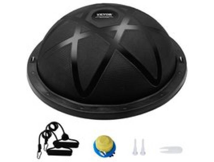 VEVOR Halb-Gymnastikball-Trainer, 23 Zoll Balance Ball Trainer, 660 lbs Tragkraft Stabilitätsball, Yoga-Ball mit Widerstandsbändern und Pumpe, Kraft-Fitnessball für das Heim-Fitnessstudio, Ganzkörpertraining, Schwarz