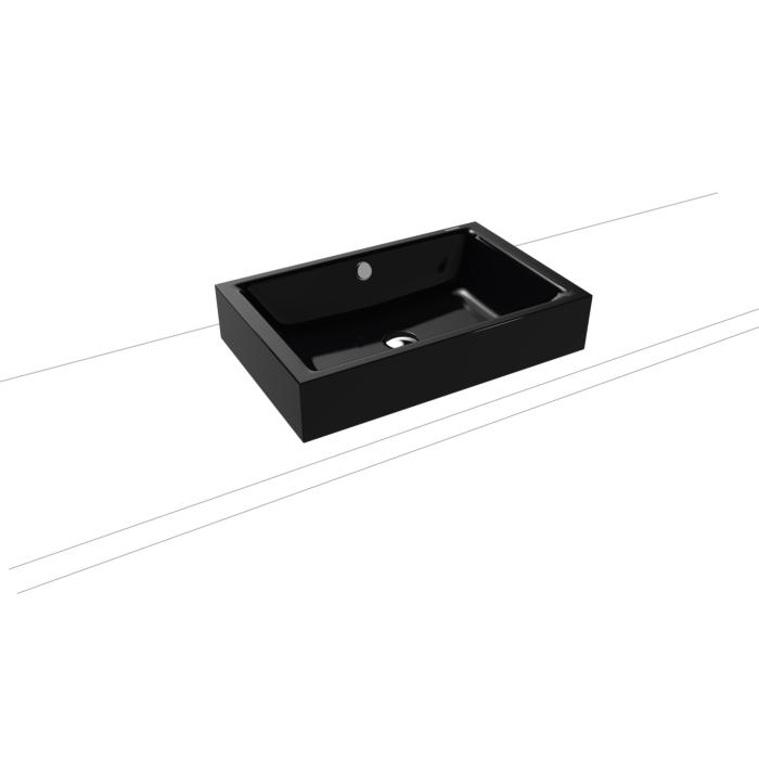 Kaldewei Puro Aufsatzwaschtisch 909106003701 3175, 60x38,5cm, schwarz Perl-Effekt, mit Überlauf, ohne Hahnloch