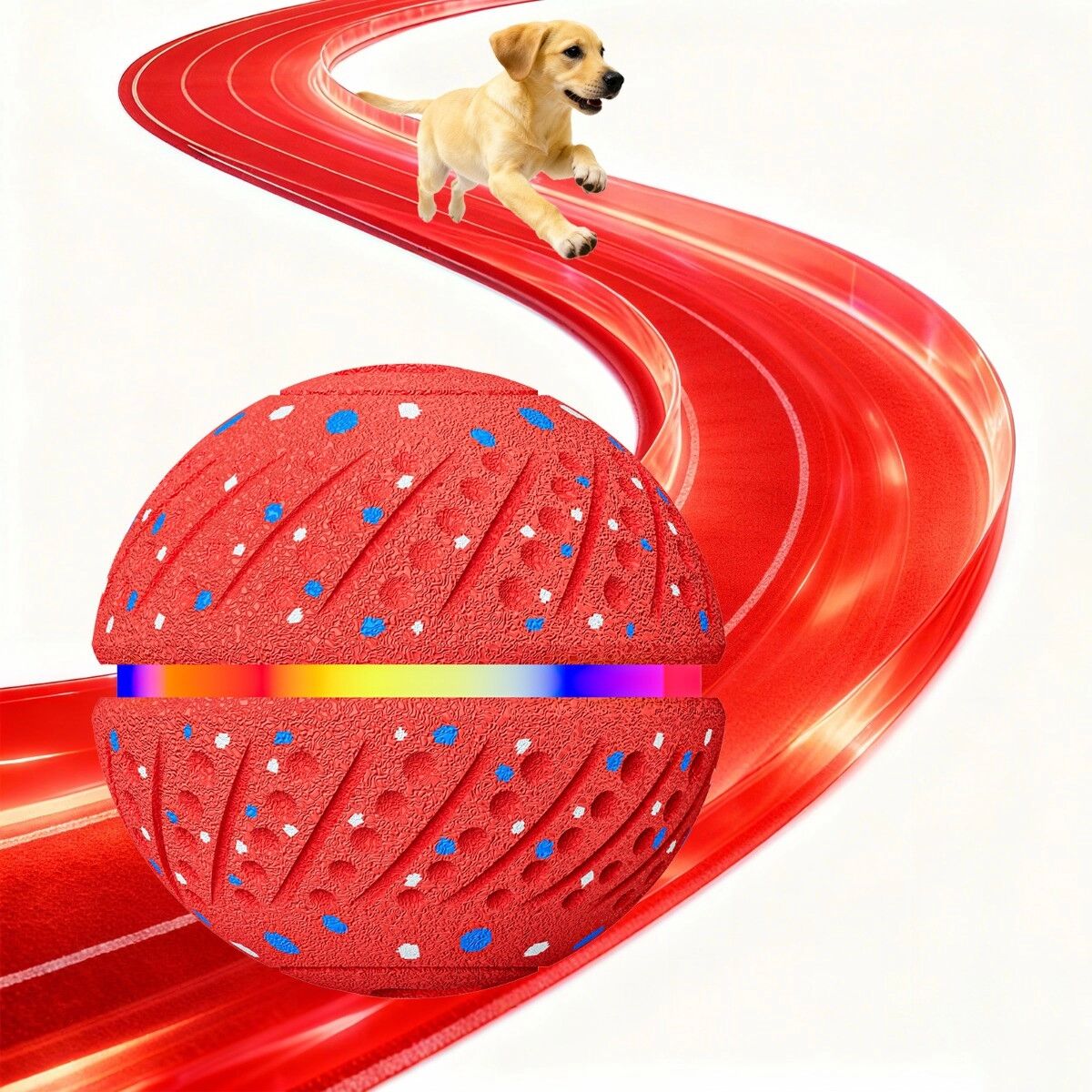INF Intelligenter elektrischer Hundeball – interaktives, bewegungsaktiviertes Spielzeug mit Schlafmodus, Type-C-Ladung und 60 Rot