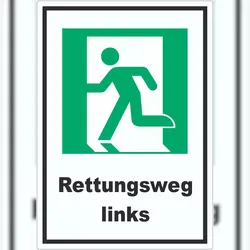 HB-Druck Rettungsweg links Aufkleber A5 (148x210mm)