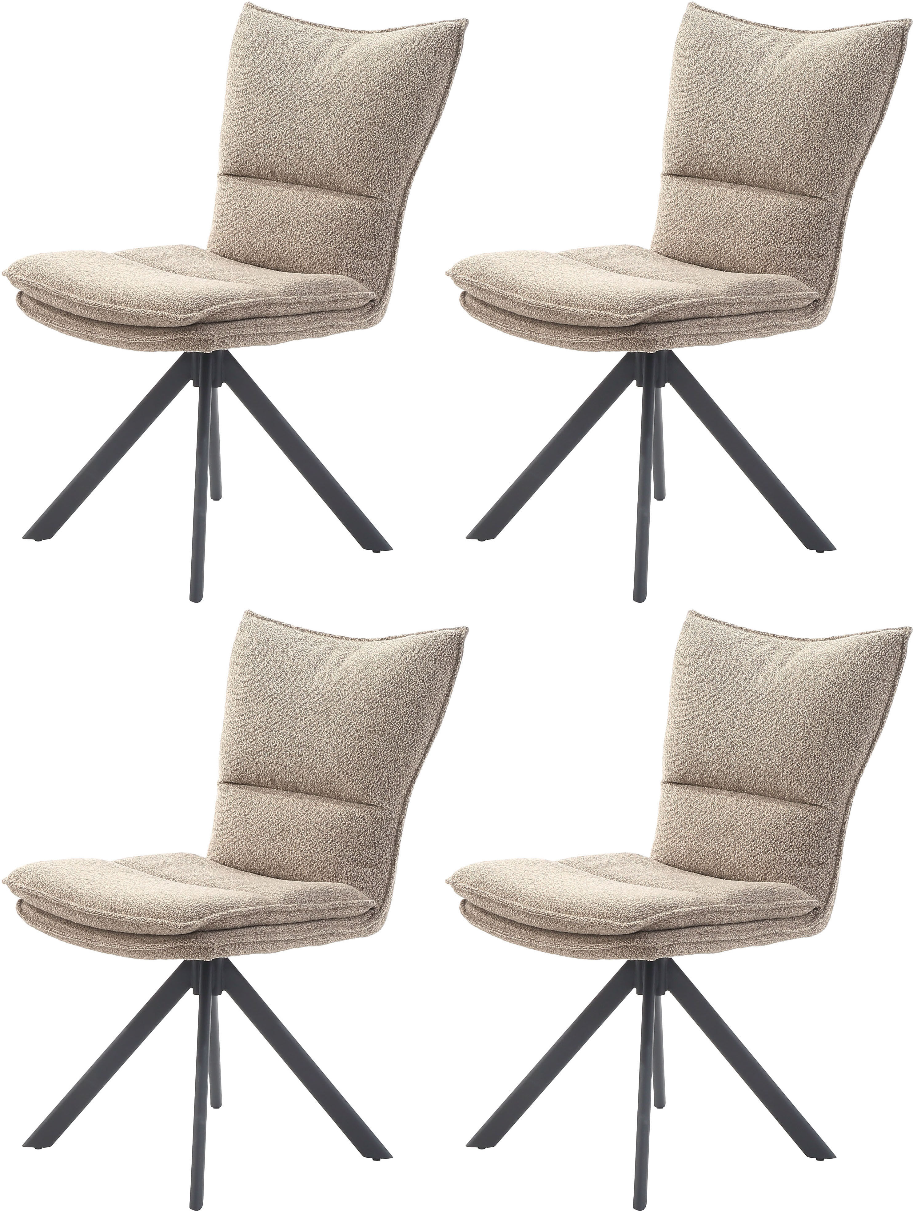 Essgruppe JOCKENHÖFER GRUPPE "Thilo/Florina, Sitzgruppe (Set, 5-tlg, 1 Tisch und 4 Stühle)", braun (tisch wildeiche, stühle beige), Tisch Wildeiche, Stühle beige, Sitzmöbel-Sets, Essgruppe, Tisch Durchmesser 120 cm, Wildeiche, Stühle 360 drehbar tisch wil