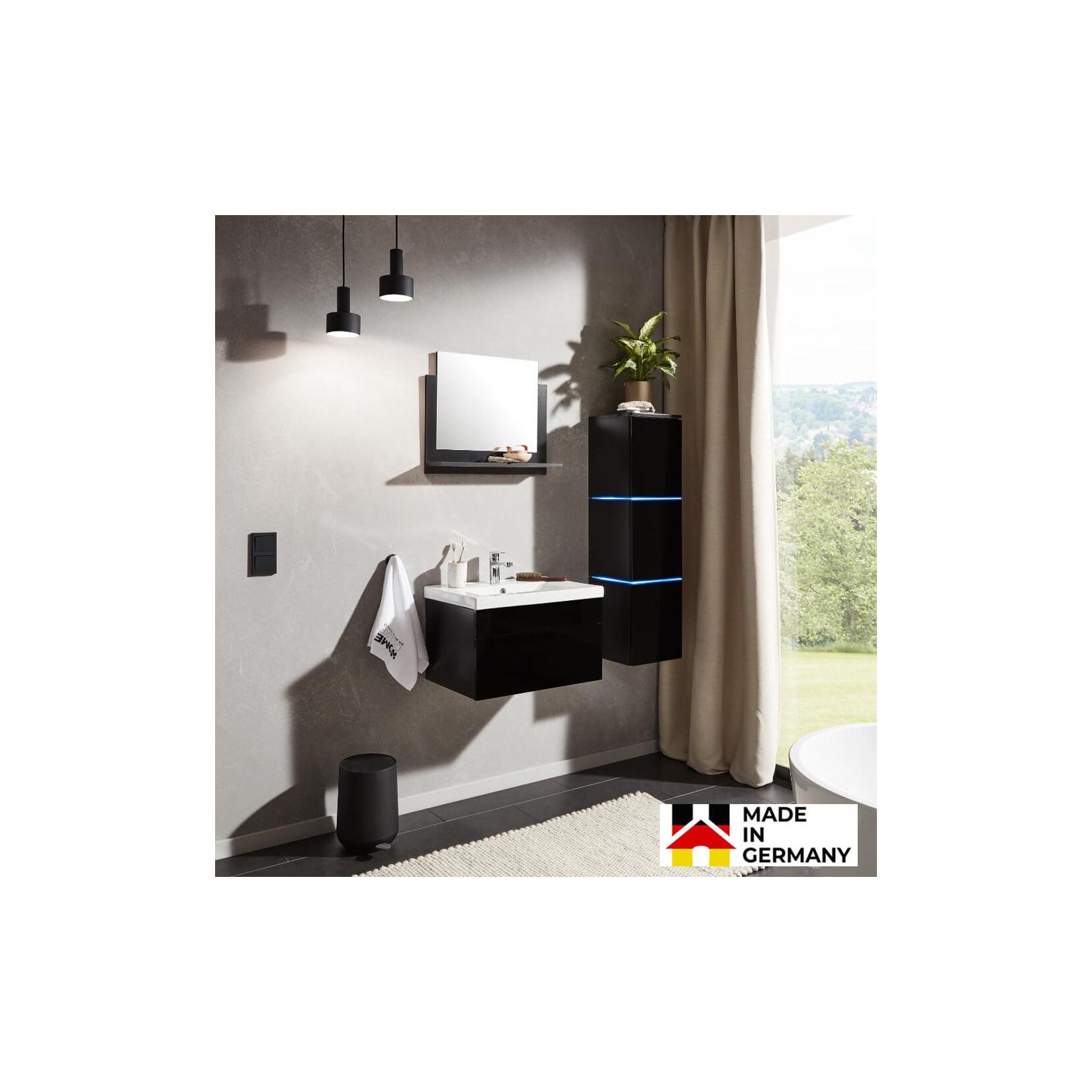 HOME DELUXE Badmöbel Komplettset WANGEROOGE L - Schwarz Made in Germany