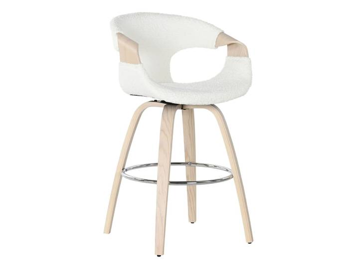 Chaise pour îlot central en bois et polyester blanc 55x52x92 cm