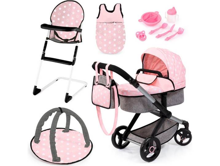 Bayer Kombi-Puppenwagen Xeo Deluxe, rosa, (Set)