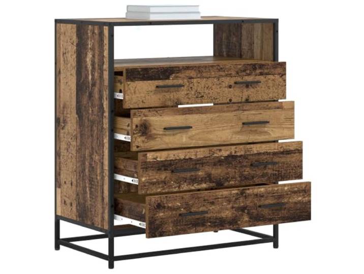 YUTAASU Schubladenschrank 4-Schublade Altholz 70 x 41 x 83,5 cm