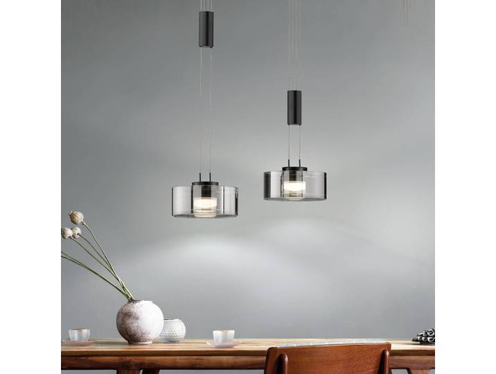 FISCHER & HONSEL Hängelampe Lavin, dimmbar, schwarz, für Wohn- / Esszimmer, Metall, Modern, Pendelleuchte