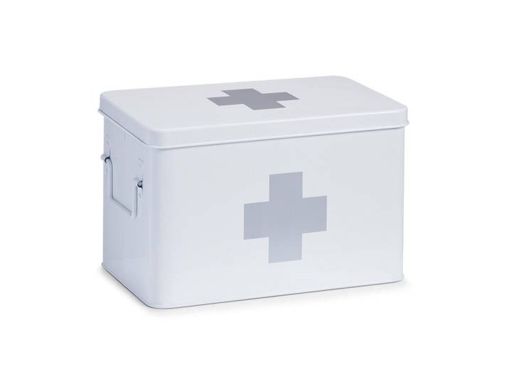 Zeller Present Medizinbox, Weiß, Metall, 5 Fächer, 32x20x21 cm, Tragegriff, Deckel abnehmbar, Freizeit & Co, Wellness & Gesundheit, Gesundheit