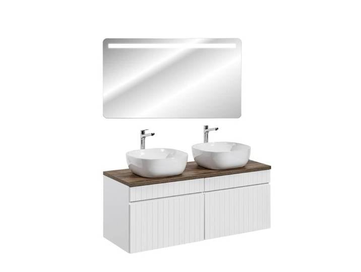 Ensemble meubles double vasques à poser avec miroirs - 120 cm - Emblematic White