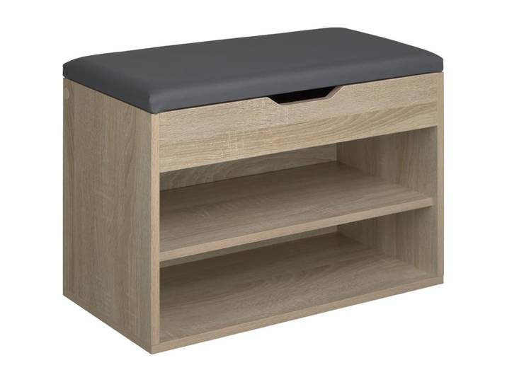 Banc à chaussures 6 paires panneau de fibres rembourré bois clair