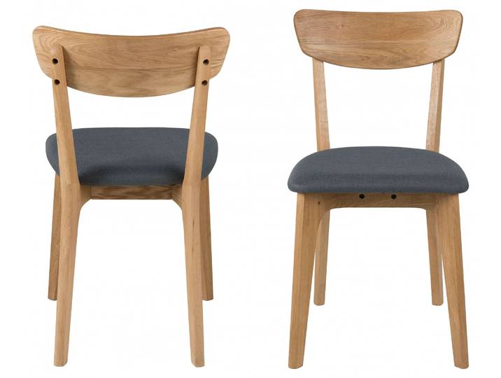Esszimmerstuhl ACTONA GROUP Taxi , beige (natur, dunkelgrau), B:45cm H:84cm T:49cm, Stühle, Esszimmerstuhl, Wohnzimmerstuhl, 2er Set, Eiche massiv Ölbehandelt, Bezug aus Webstoff