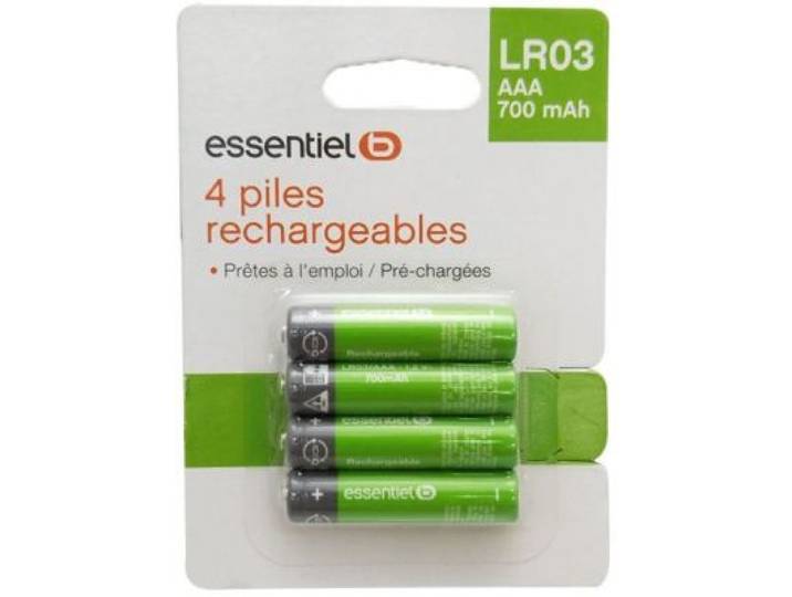 Essentielb - Pile Rechargeable Lr03 Aaa Lot De 4 Piles 700mah