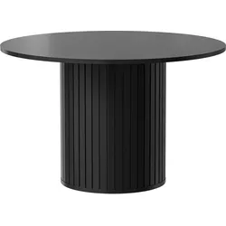 ESSTISCH Zalia mit geriffeltem Säulenfuß, runde Tischplatte 120 cm, im Retro-Stil, Schwarz