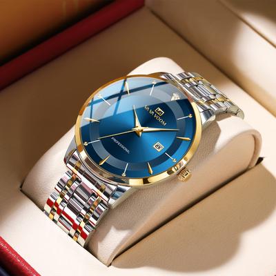 Quick Pick Pro Prestige Blue Gold Luxury Quartz Watch For Men Stainless Steel Business Timepiece blue