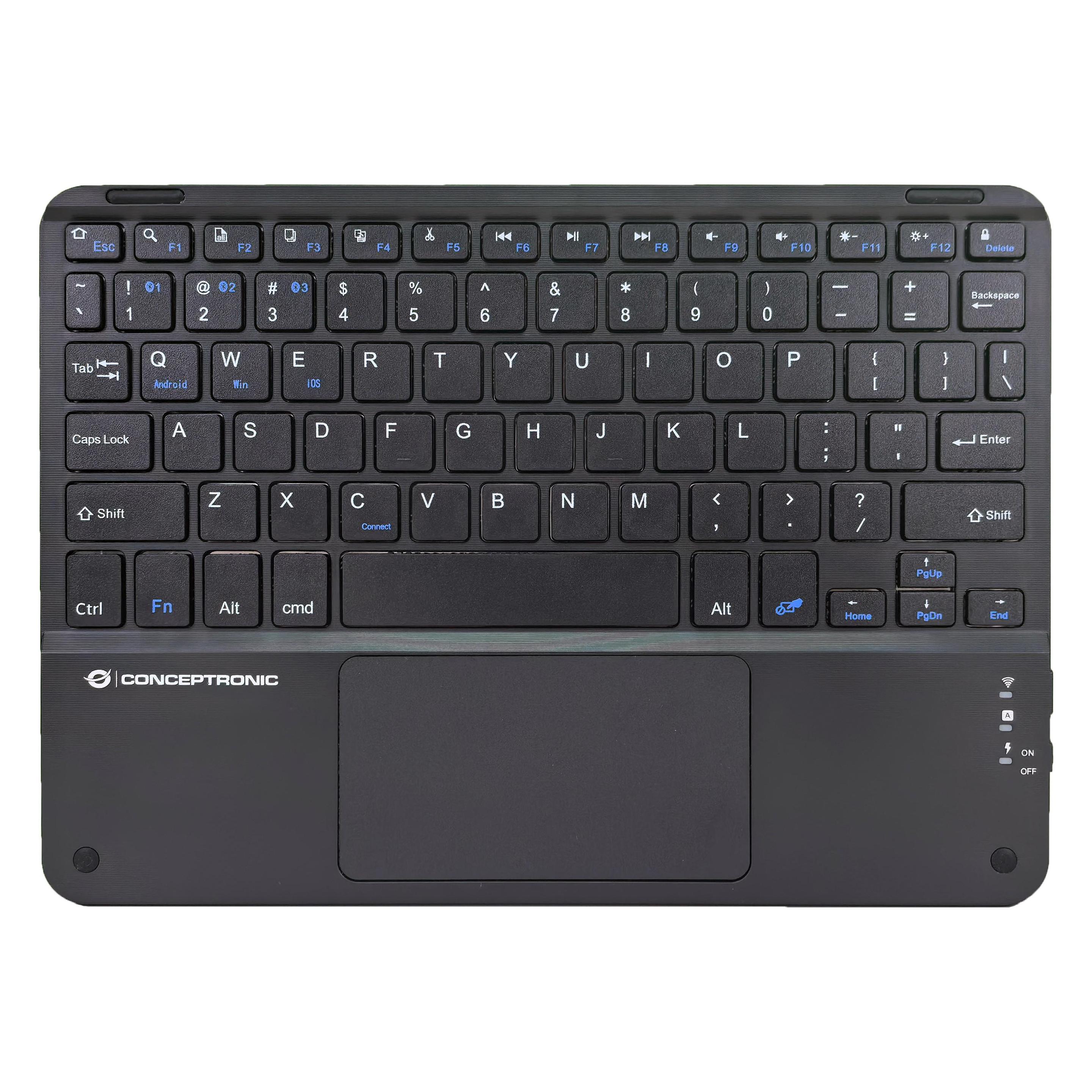 Conceptronic Wireless Tastatur, Layout englisch 10" schwarz (US, Kabellos) (TOBIN01BUS)